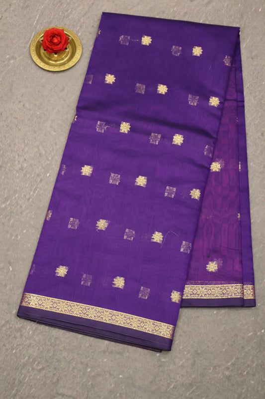 Maheswari Cotton Saree - Voilet Star Zari Buta