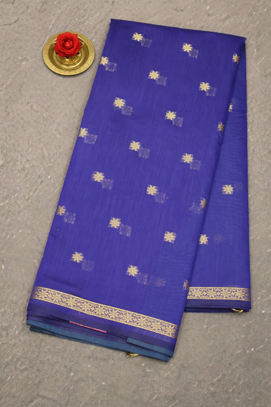 Maheswari Cotton Saree - Voilet Star Zari Buta