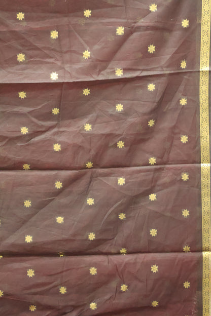 Maheswari Cotton Saree - Maroon Star Zari Buta