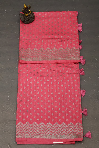 Semi Tussar Saree -Pastle Pink