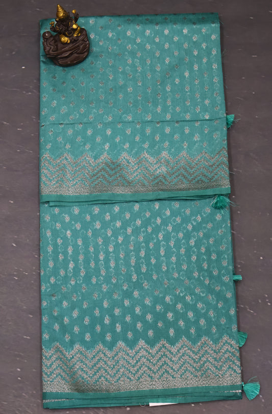 Semi Tussar Saree -Sea Green