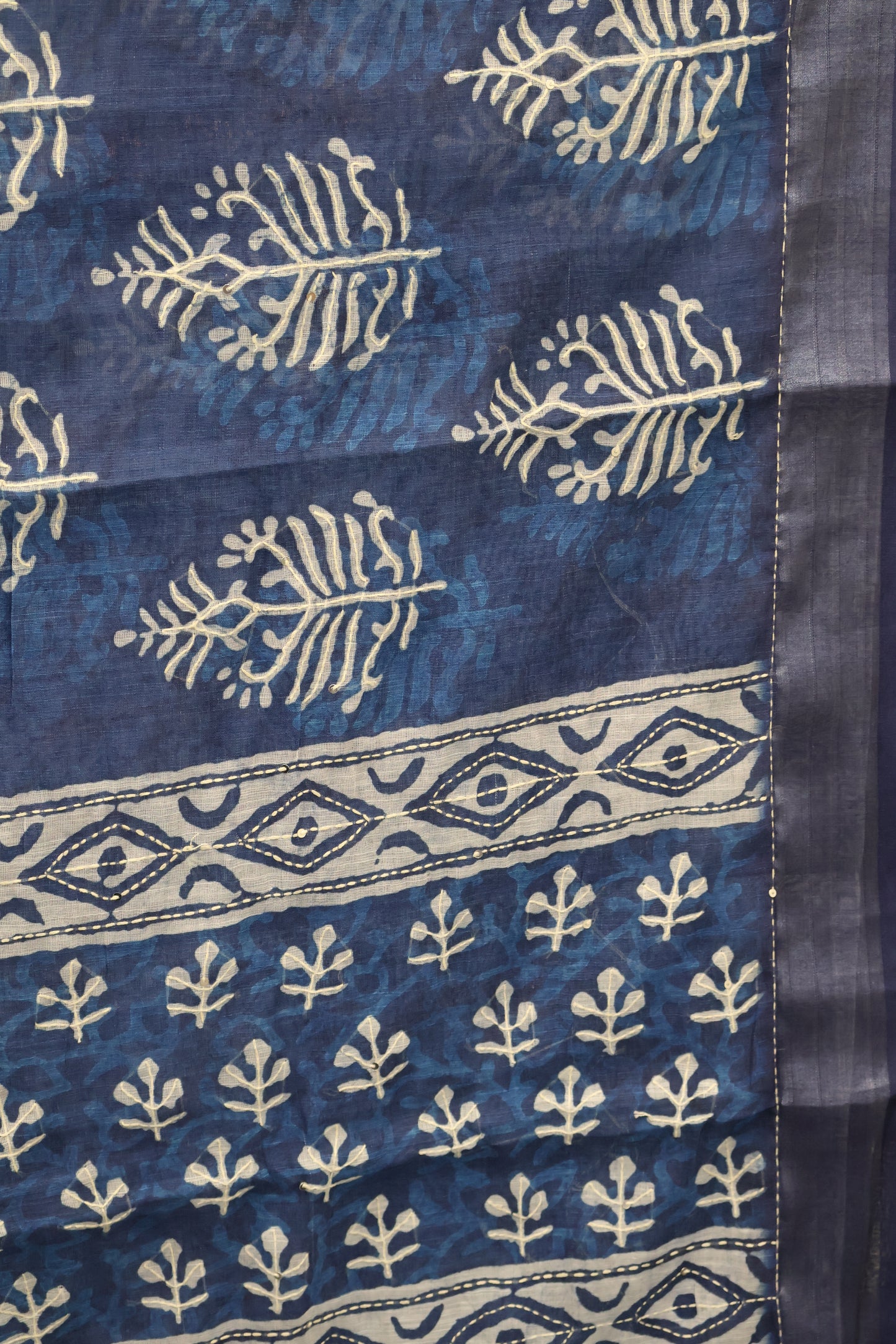 Indigo Linen - Blue Diamond Kantha Work