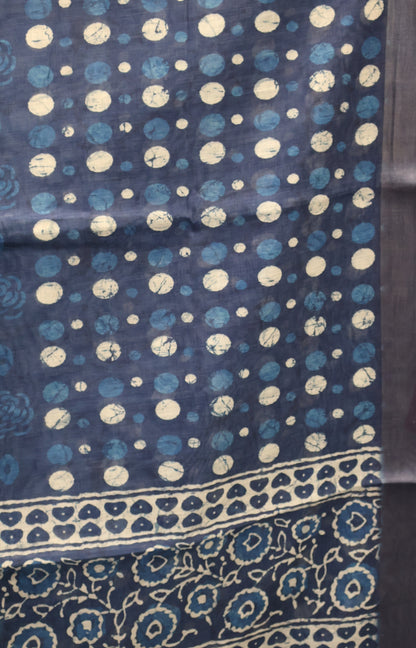 Indigo Linen - Blue Roses