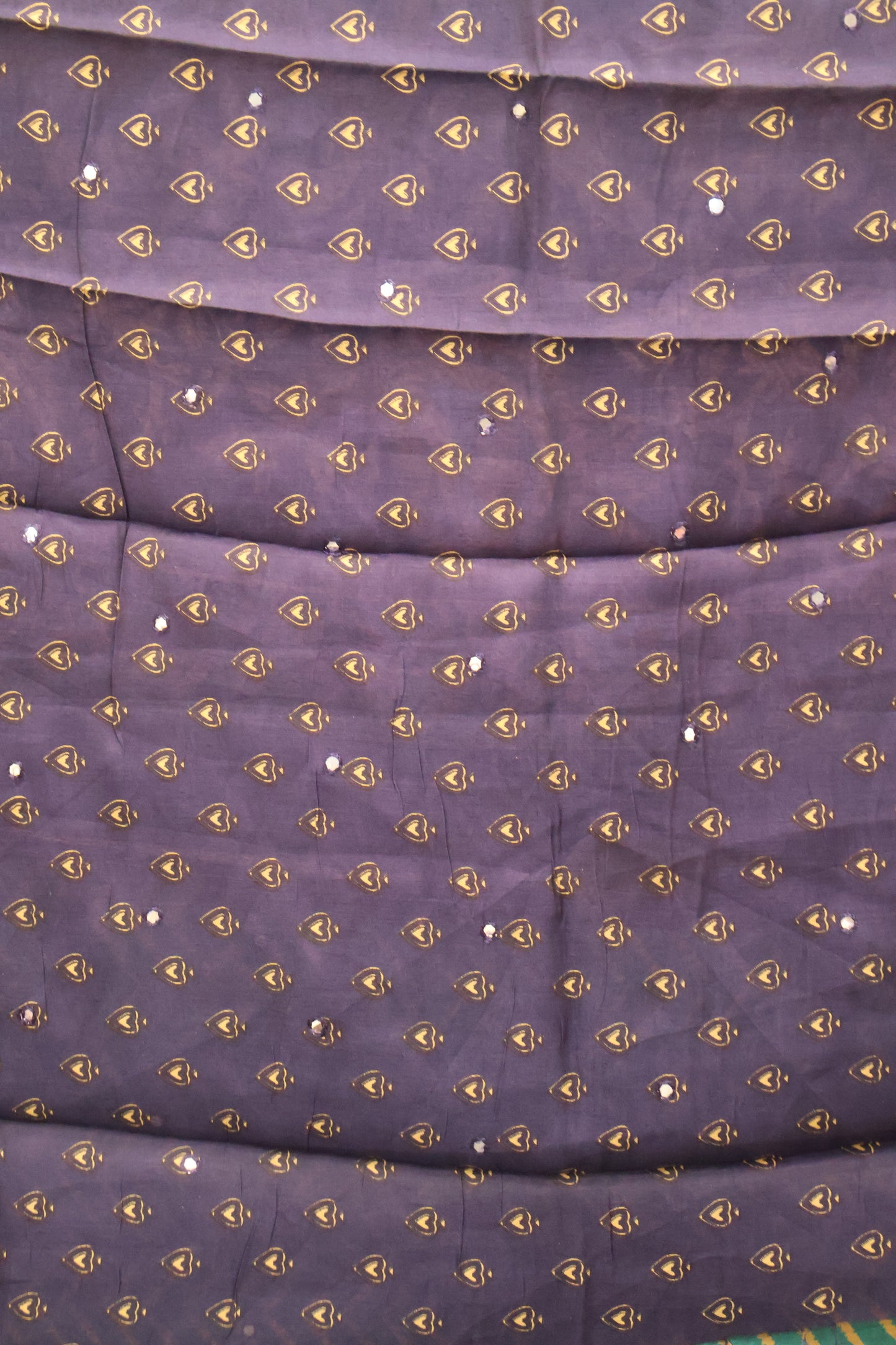 Malai Cotton Saree-Lite Blue Zig Zag Mirror Work