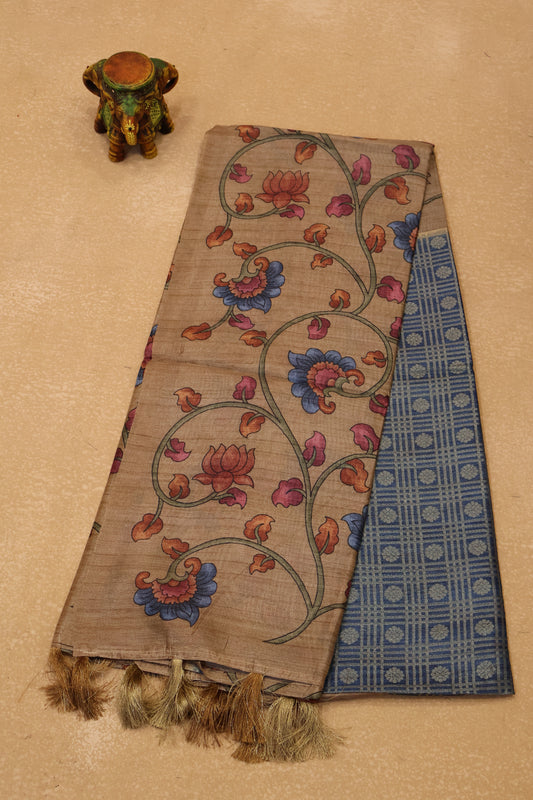 Tussar Saree Zari work- Blue