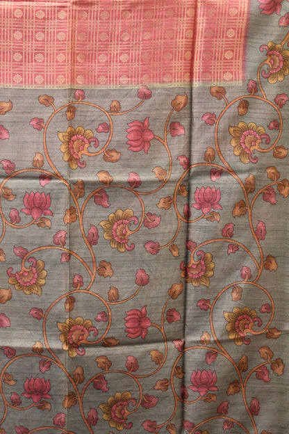 Tussar Saree Zari work- Pink