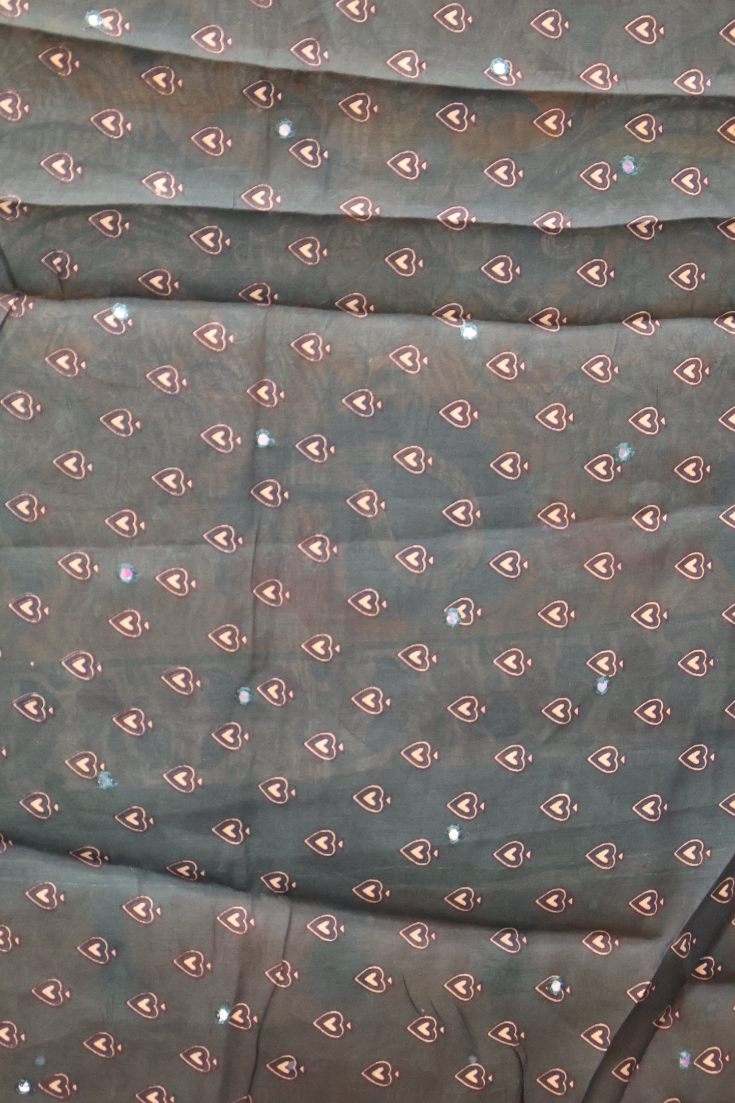 Malai Cotton Saree-Mustard Leaf Mirror Work