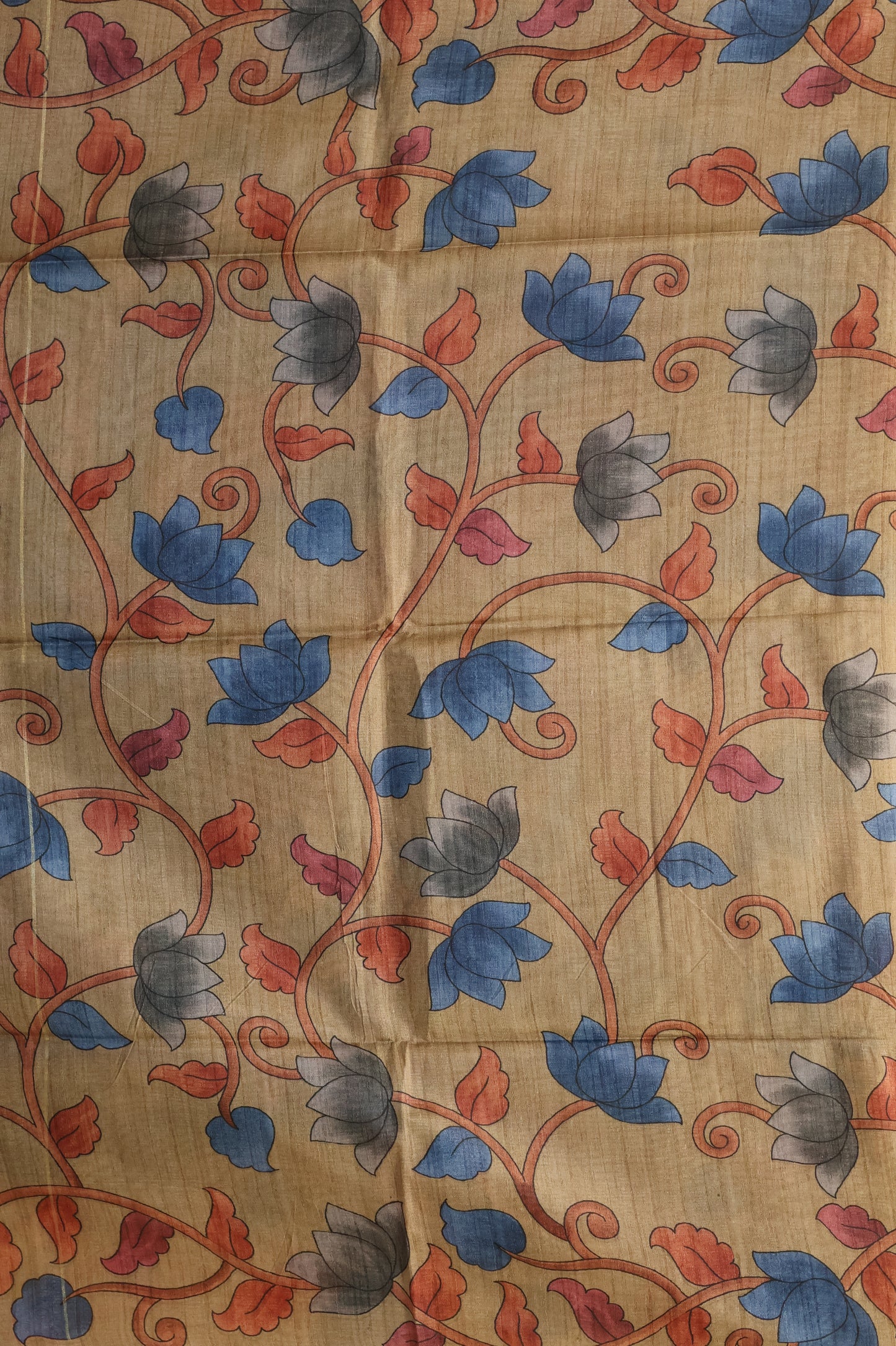 Tussar Saree Zari Zigzag Pattern -Blue