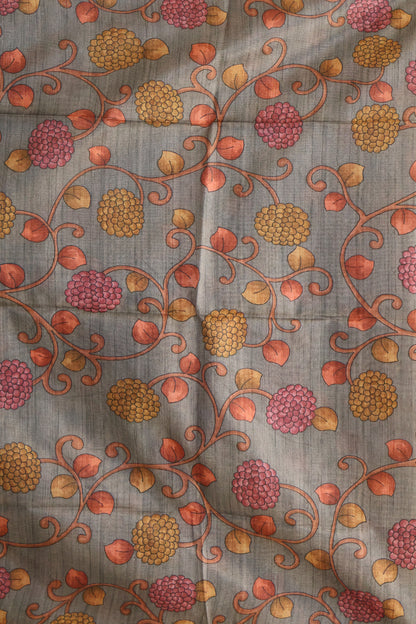 Tussar Saree Zari Floral Pattern -Mustard