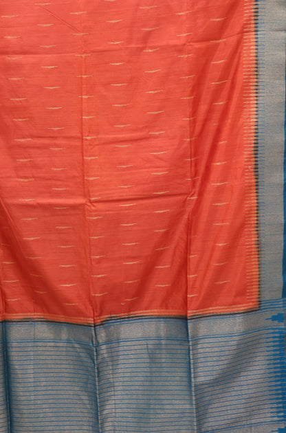 Semi Bhagalpur Tussar Saree-Orange