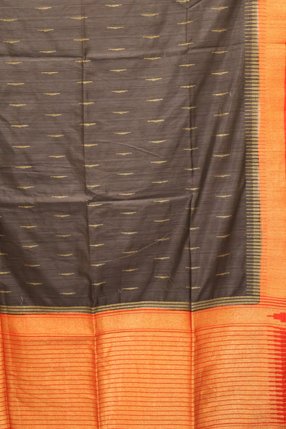 Semi Bhagalpur Tussar Saree-Elephant Grey