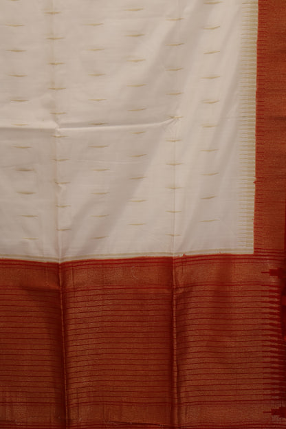 Semi Bhagalpur Tussar Saree-White Red