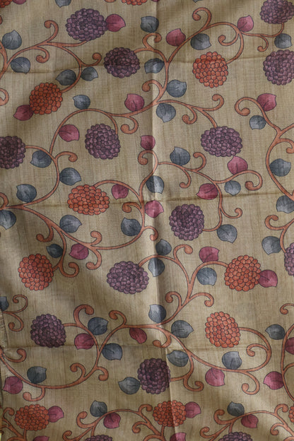 Tussar Saree Zari Floral Pattern - Wine