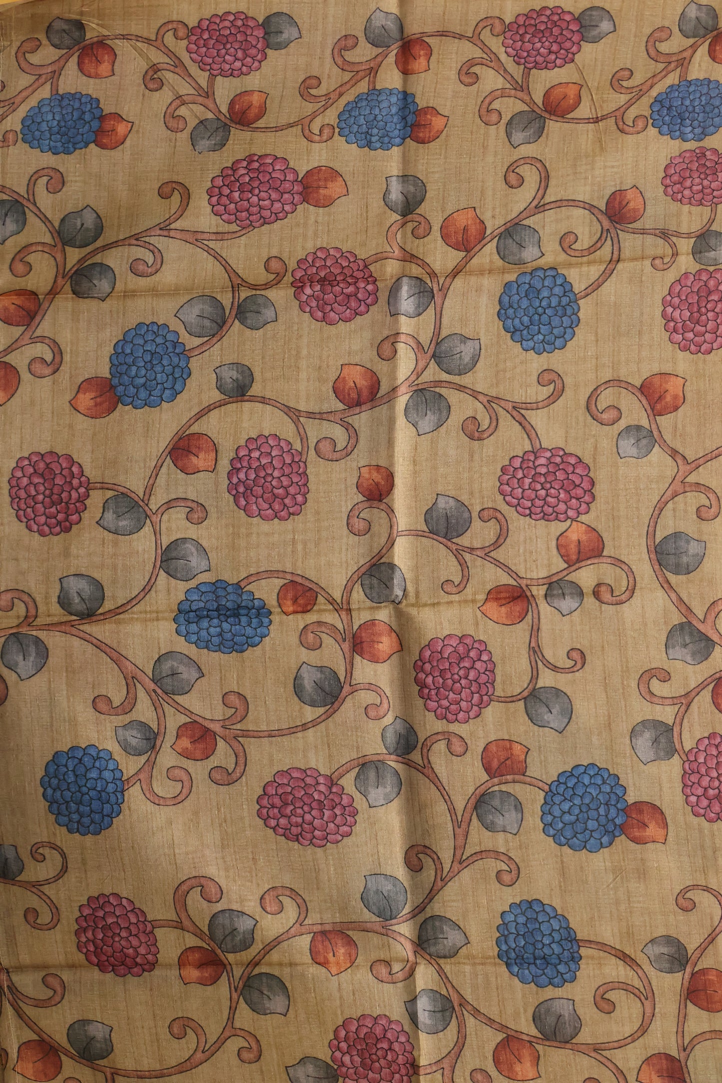 Tussar Saree Zari Floral Pattern - Blue