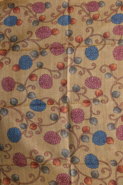 Tussar Saree Zari Floral Pattern - Blue