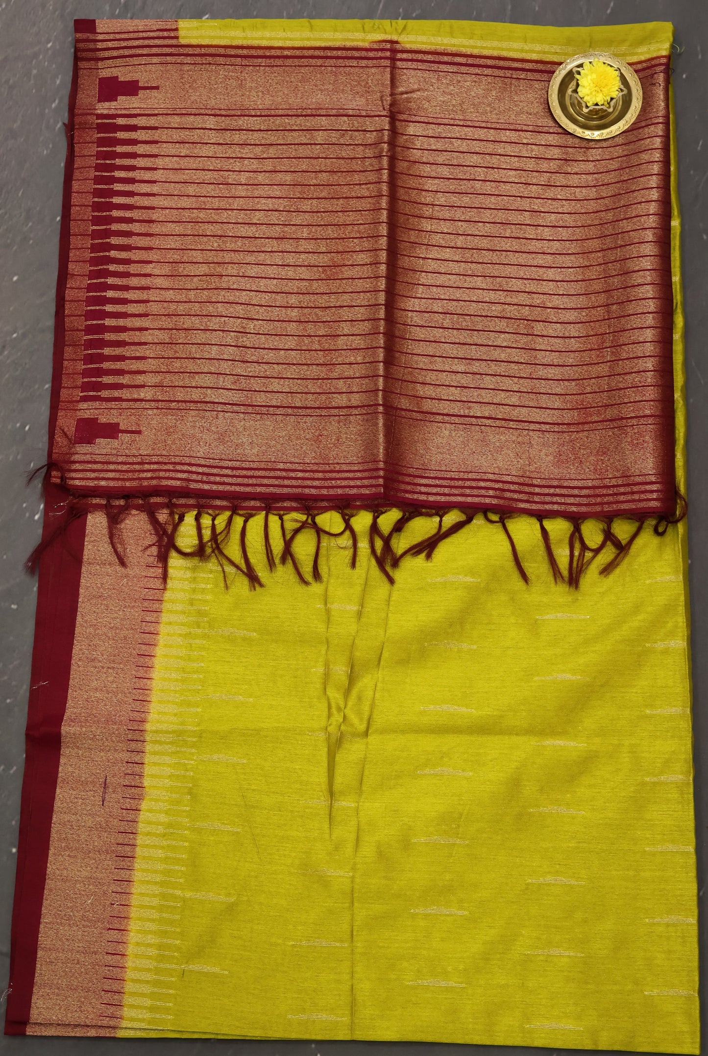 Semi Bhagalpur Tussar Saree-Mehandi Green