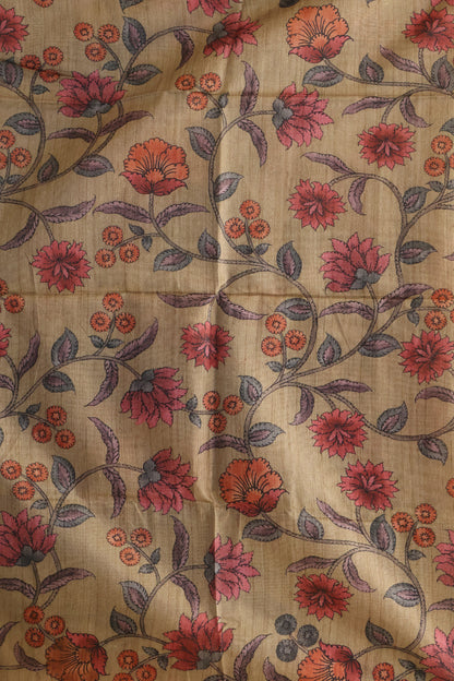 Tussar Saree Zari Manga Pattern - Wine