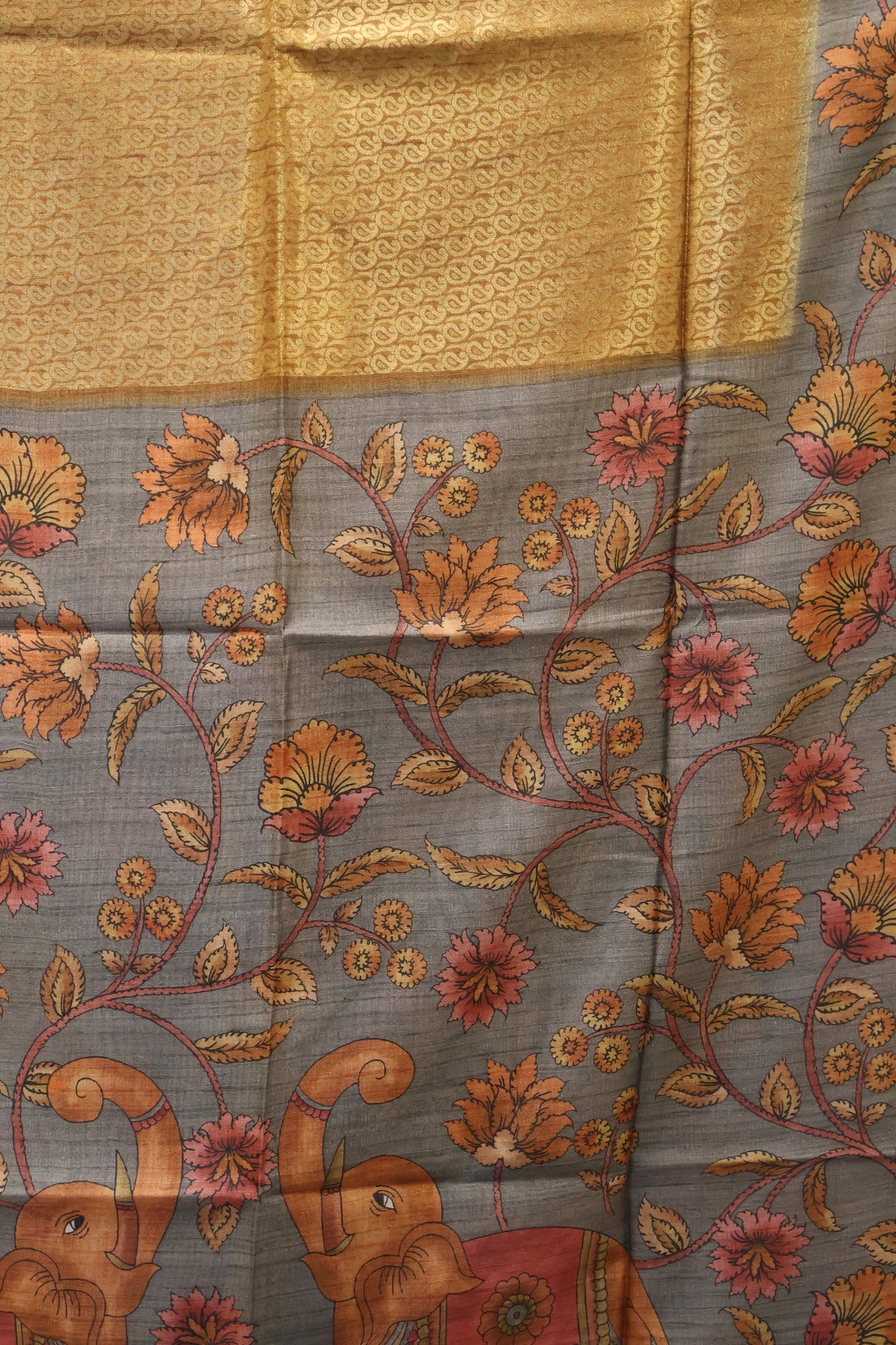 Tussar Saree Zari Manga Pattern - Mustard