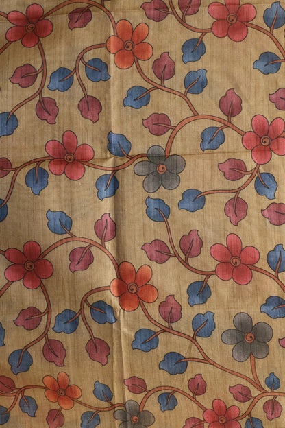 Tussar Saree Zari Lotus Pattern - Blue