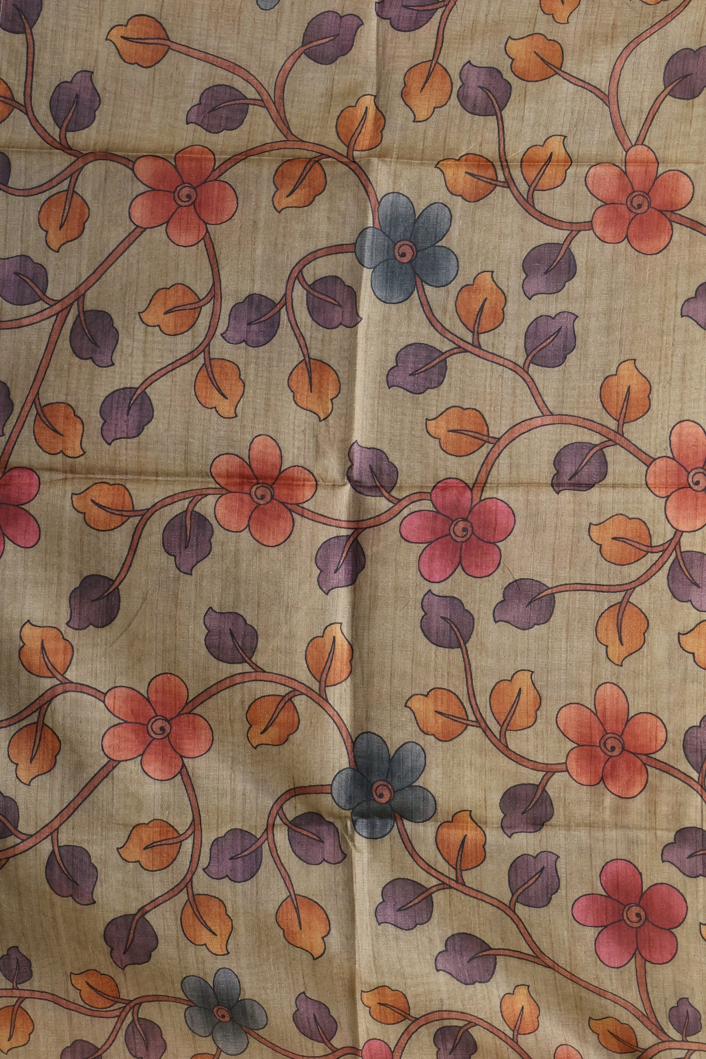 Tussar Saree Zari Lotus Pattern - Wine