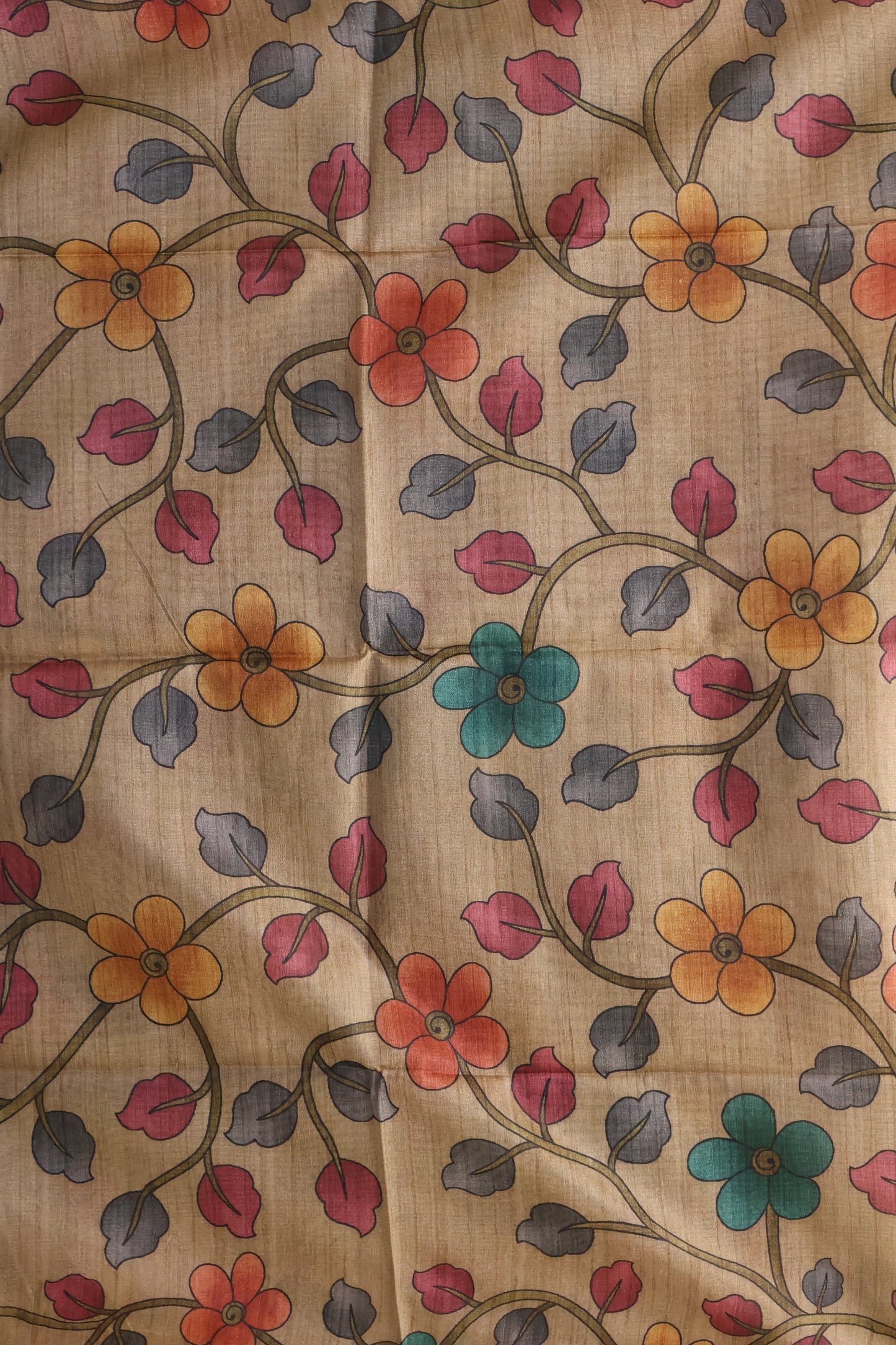 Tussar Saree Zari Lotus Pattern - Green