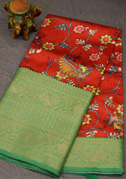 Pure Chanderi Saree-Red Big Border