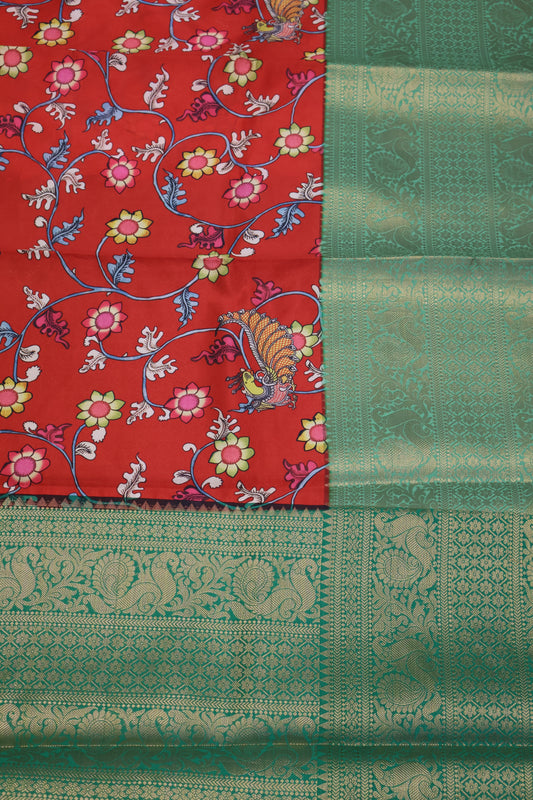 Pure Chanderi Saree-Red Big Border