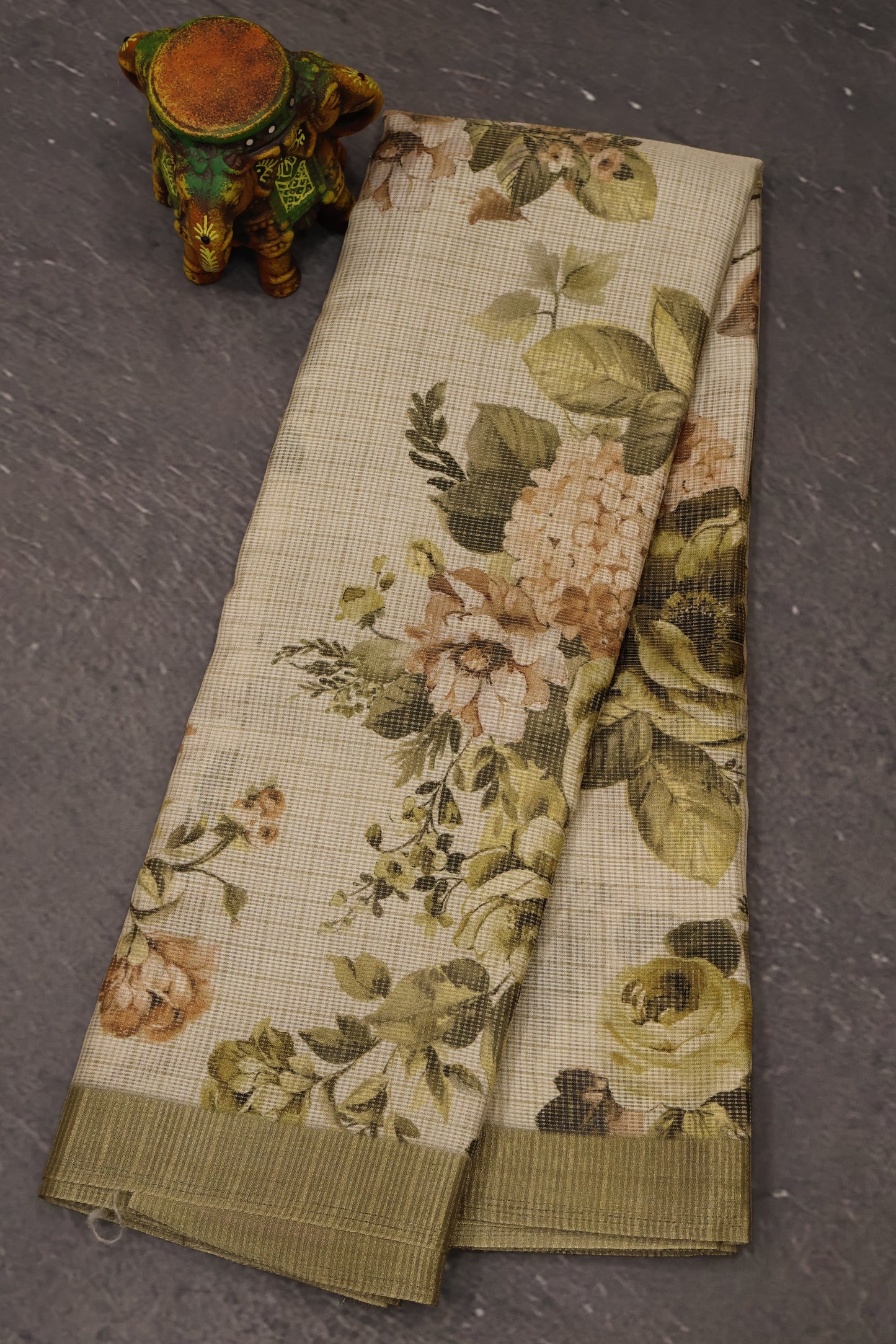 Chanderi Saree-Beige Floral Print