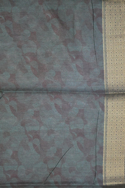 Jute Tussar Saree-Bottle Green Bird Print