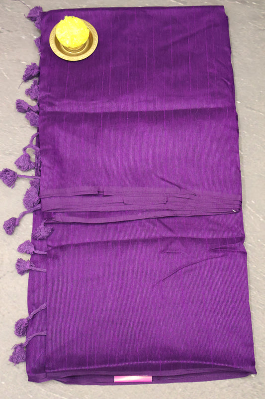 Khadi Cotton Saree -Voilet Plain