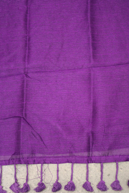 Khadi Cotton Saree -Voilet Plain