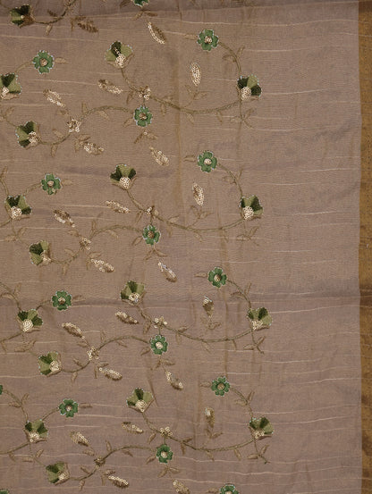 Khadi Cotton Saree -Green Plain