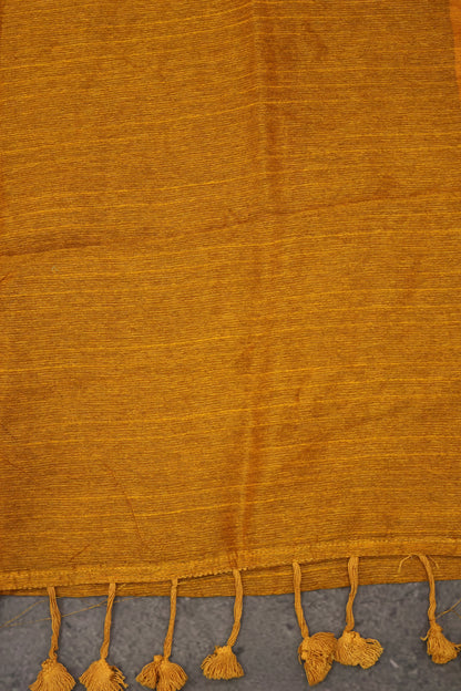 Khadi Cotton Saree -Mustard Plain