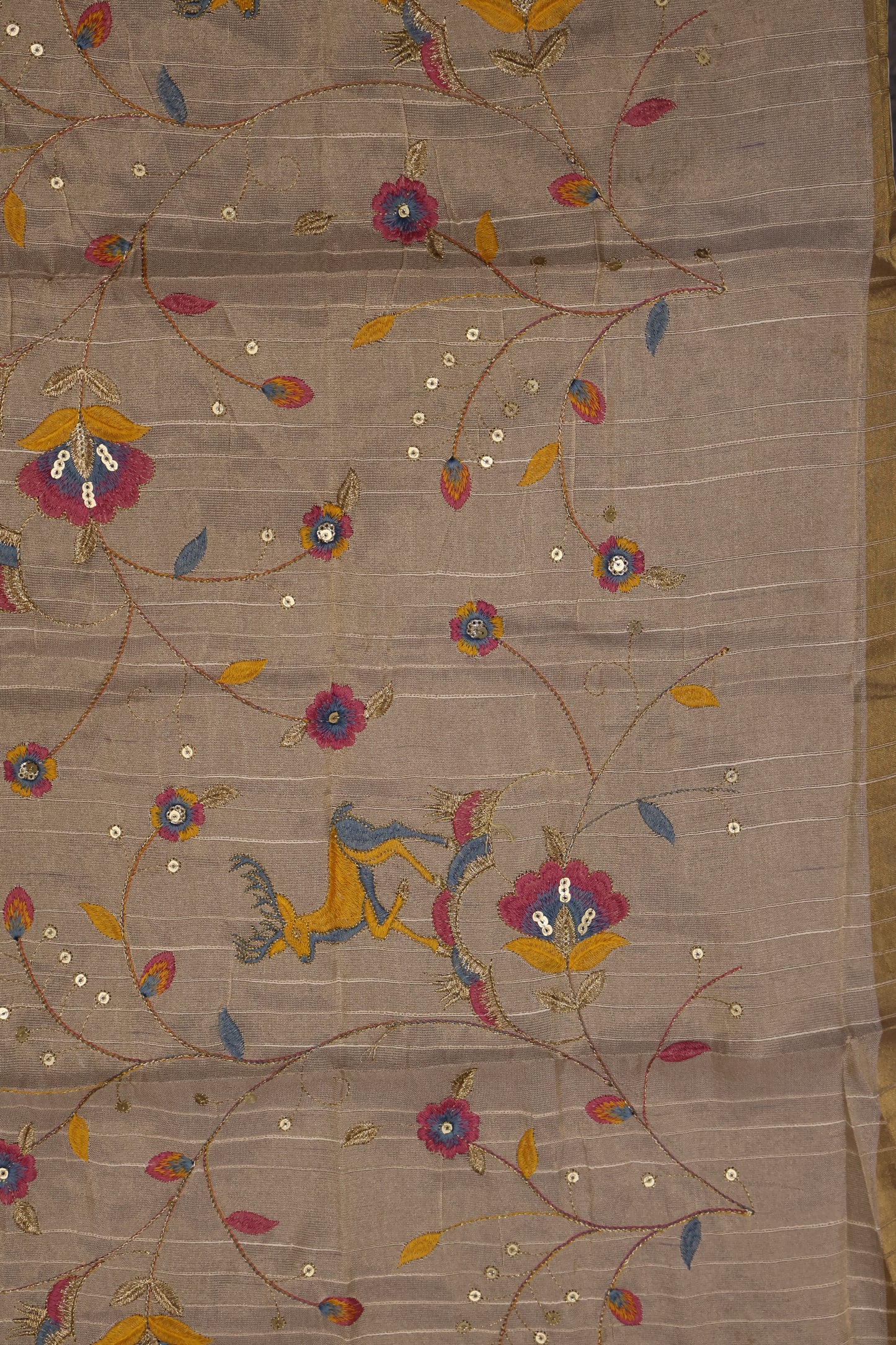 Khadi Cotton Saree -Mustard Plain