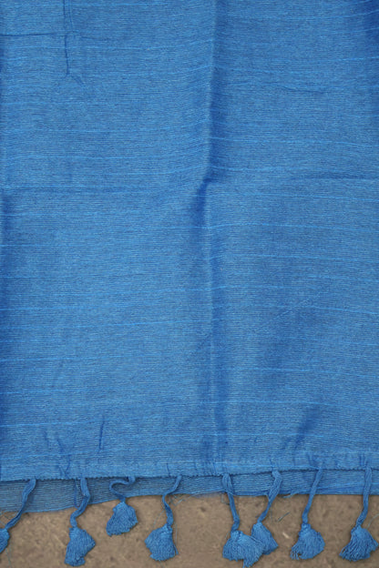 Khadi Cotton Saree -Blue Plain