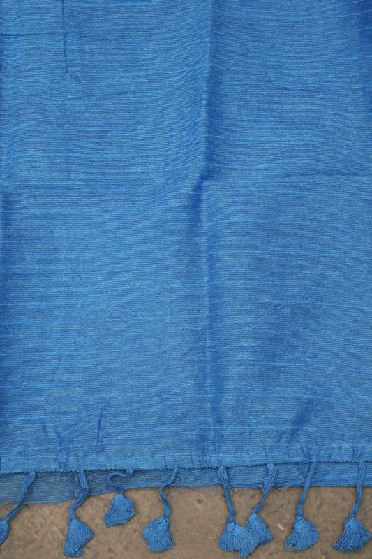 Khadi Cotton Saree -Blue Plain