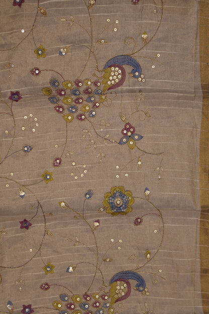 Khadi Cotton Saree -Blue Plain