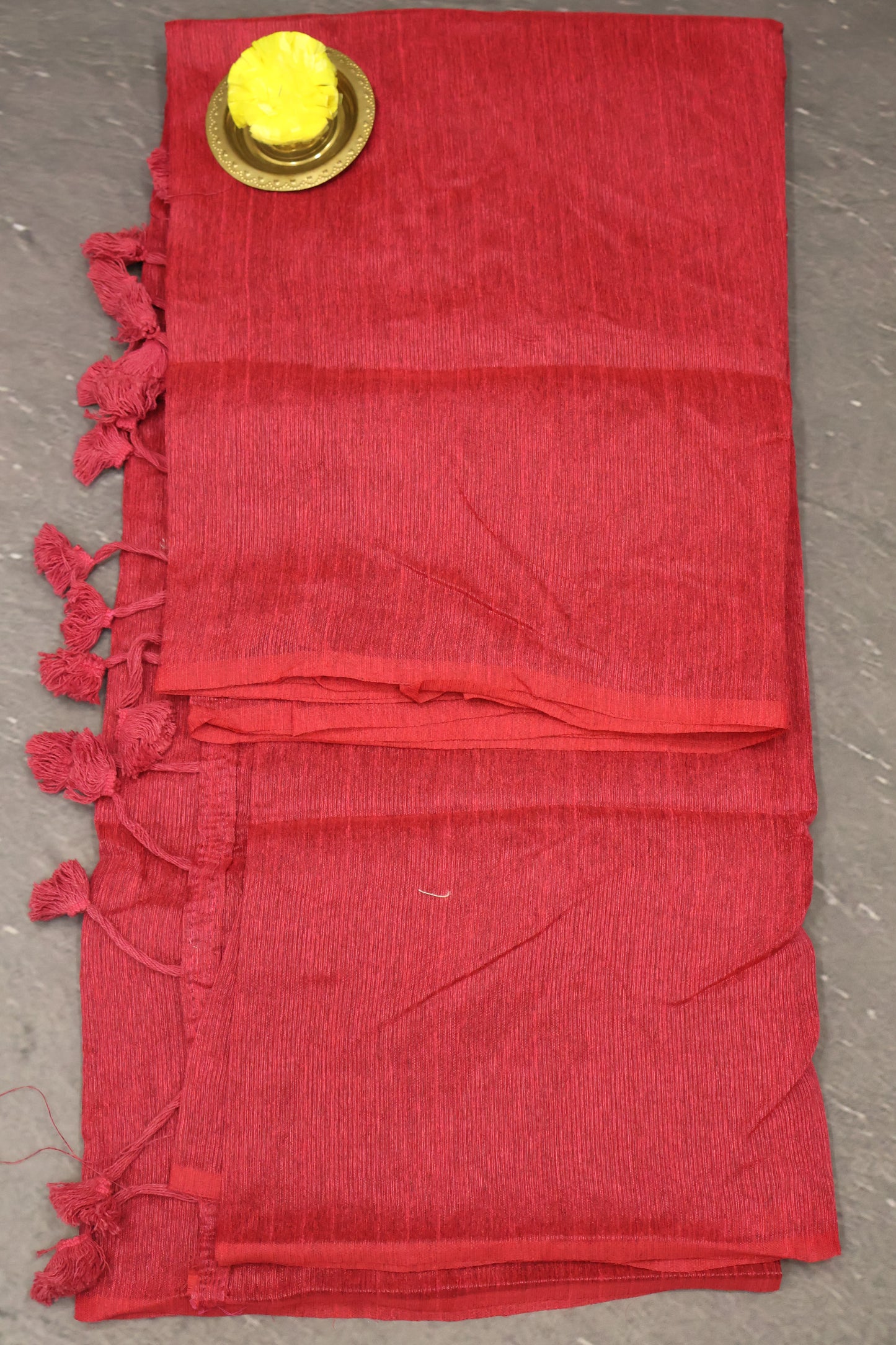 Khadi Cotton Saree -Dark Pink Plain