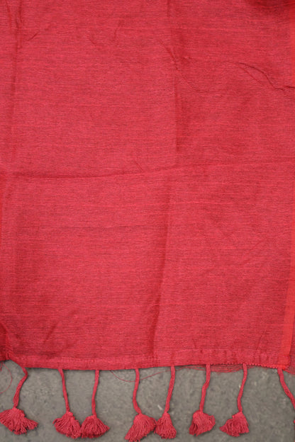 Khadi Cotton Saree -Dark Pink Plain