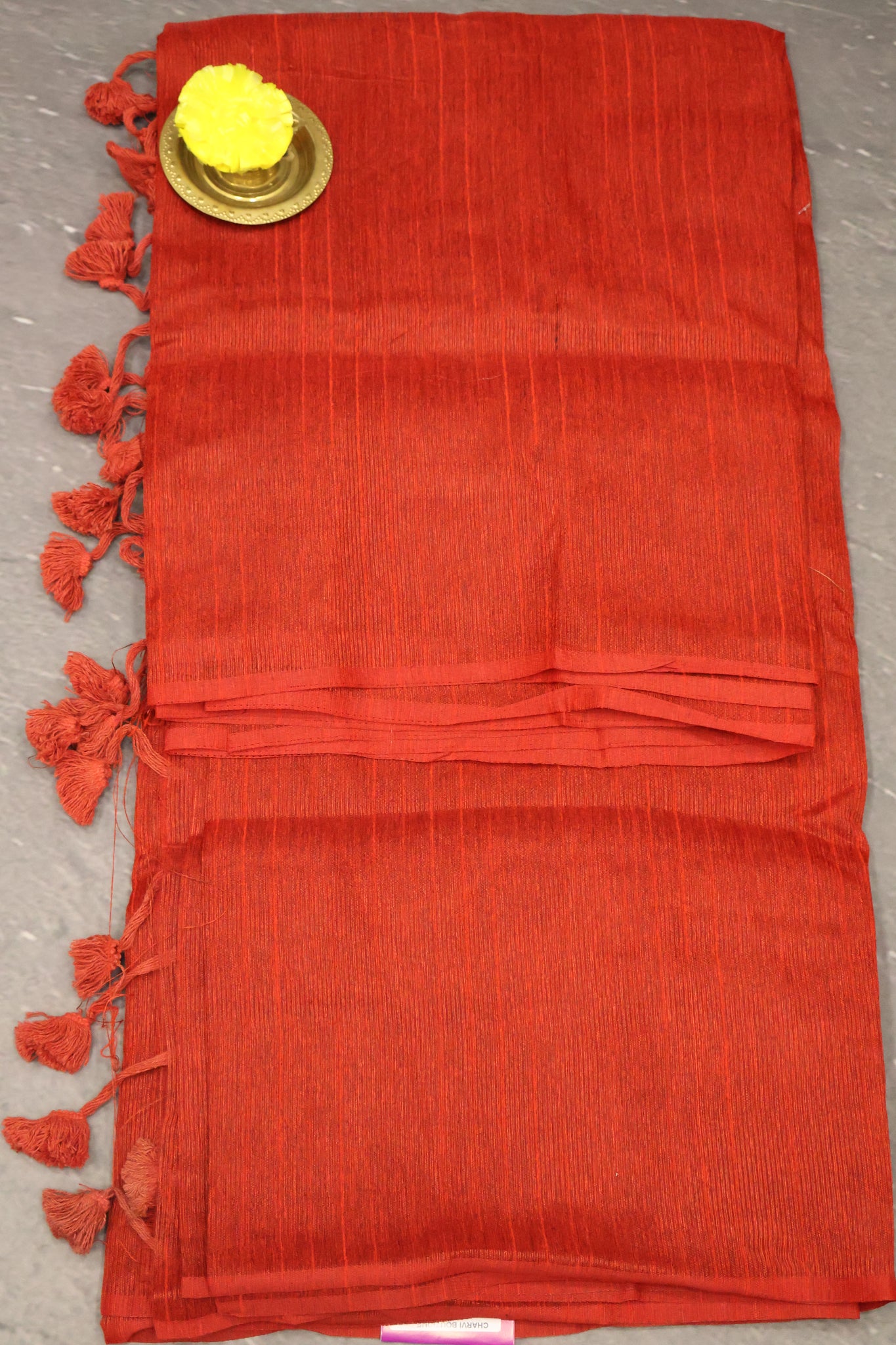 Khadi Cotton Saree -Red Plain