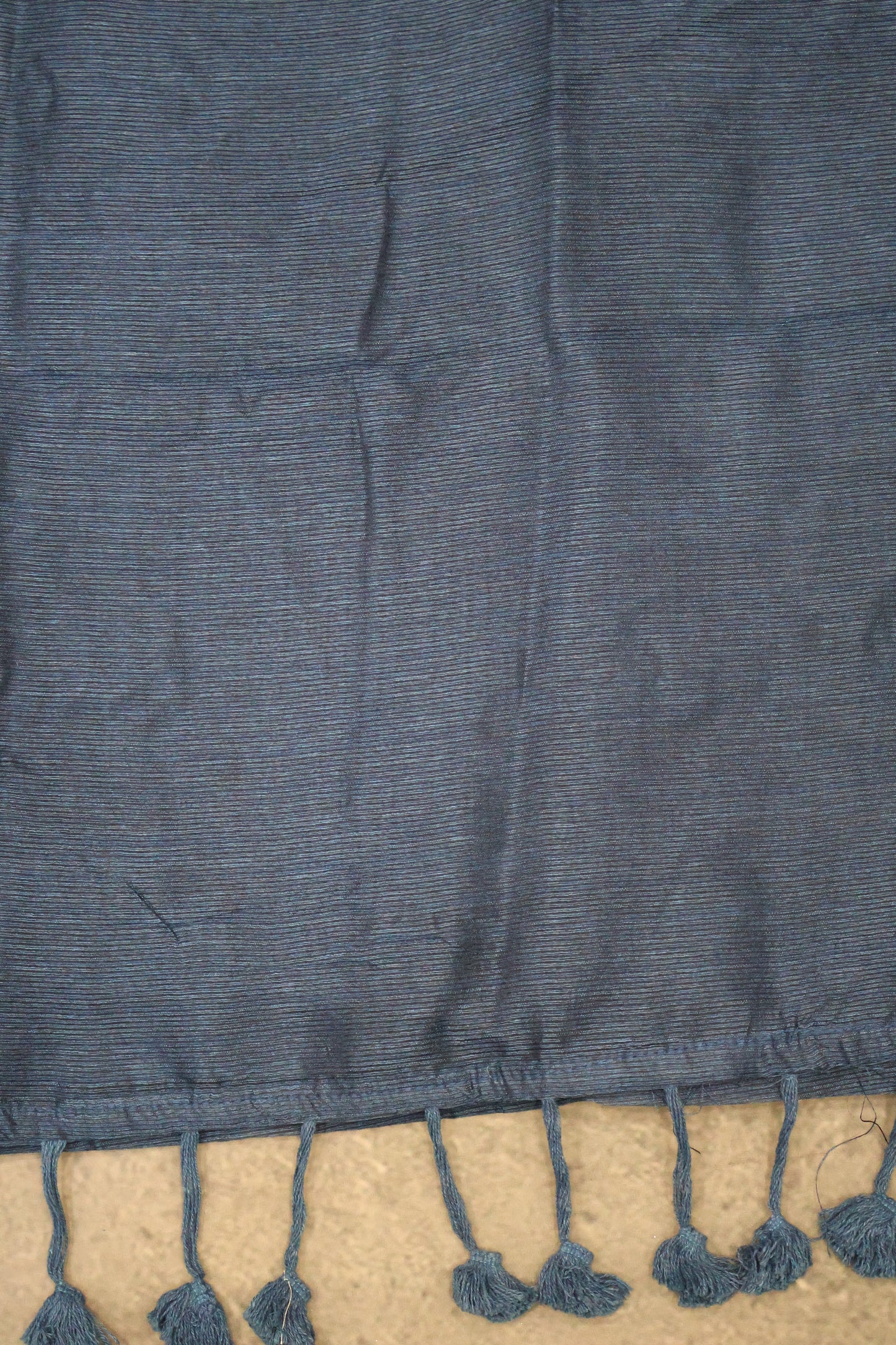 Khadi Cotton Saree-Dark Peacock Blue Plain
