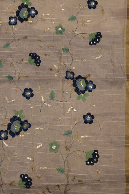 Khadi Cotton Saree-Dark Peacock Blue Plain