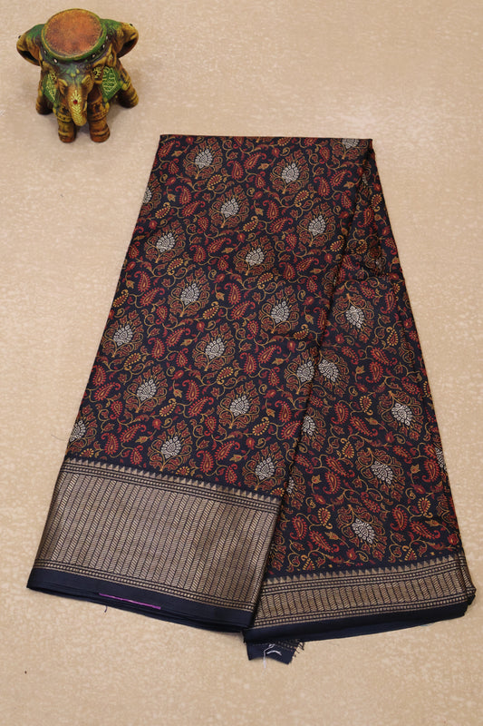 Dola Silk Saree Fusion Motif-Black