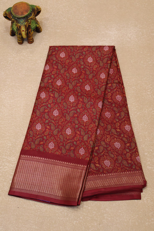 Dola Silk Saree Fusion Motif-Maroon