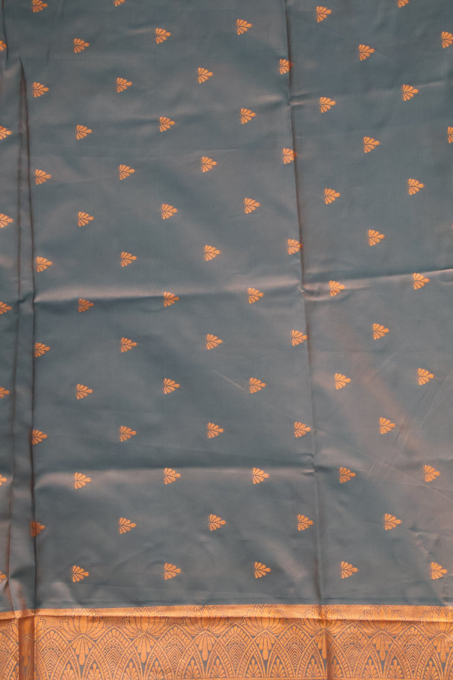Semi Soft Silk Saree-Floral Pattern-Peacock Blue