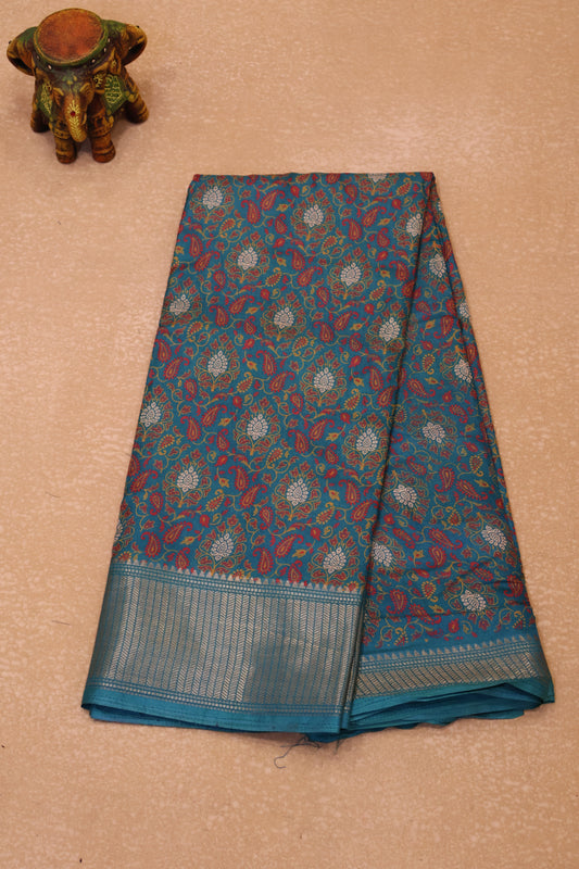 Dola Silk Saree Fusion Motif-Teal Green
