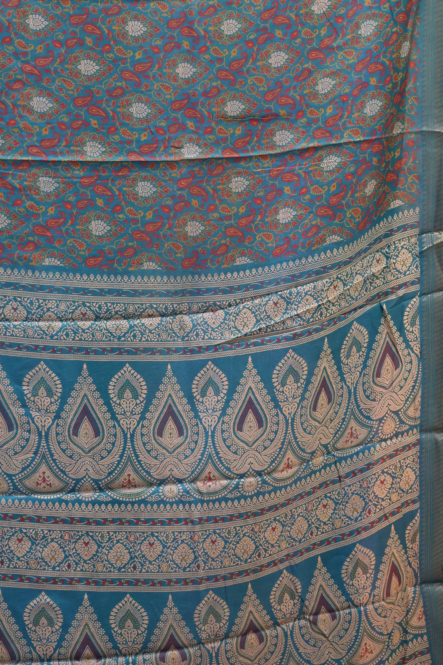 Dola Silk Saree Fusion Motif-Teal Green