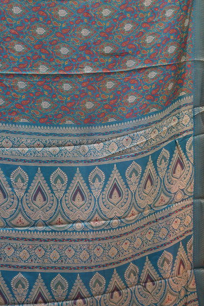 Dola Silk Saree Fusion Motif-Teal Green