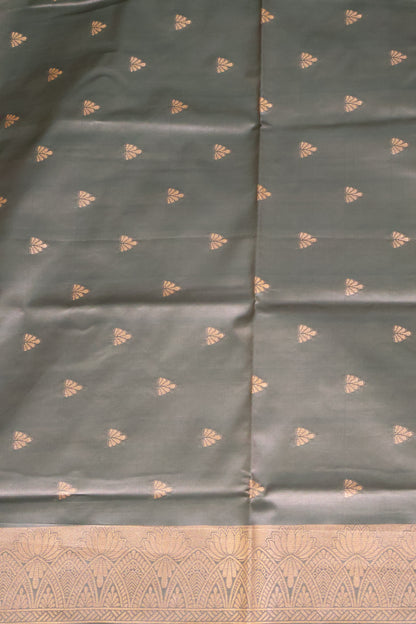 Semi Soft Silk Saree-Floral Pattern-Army Green