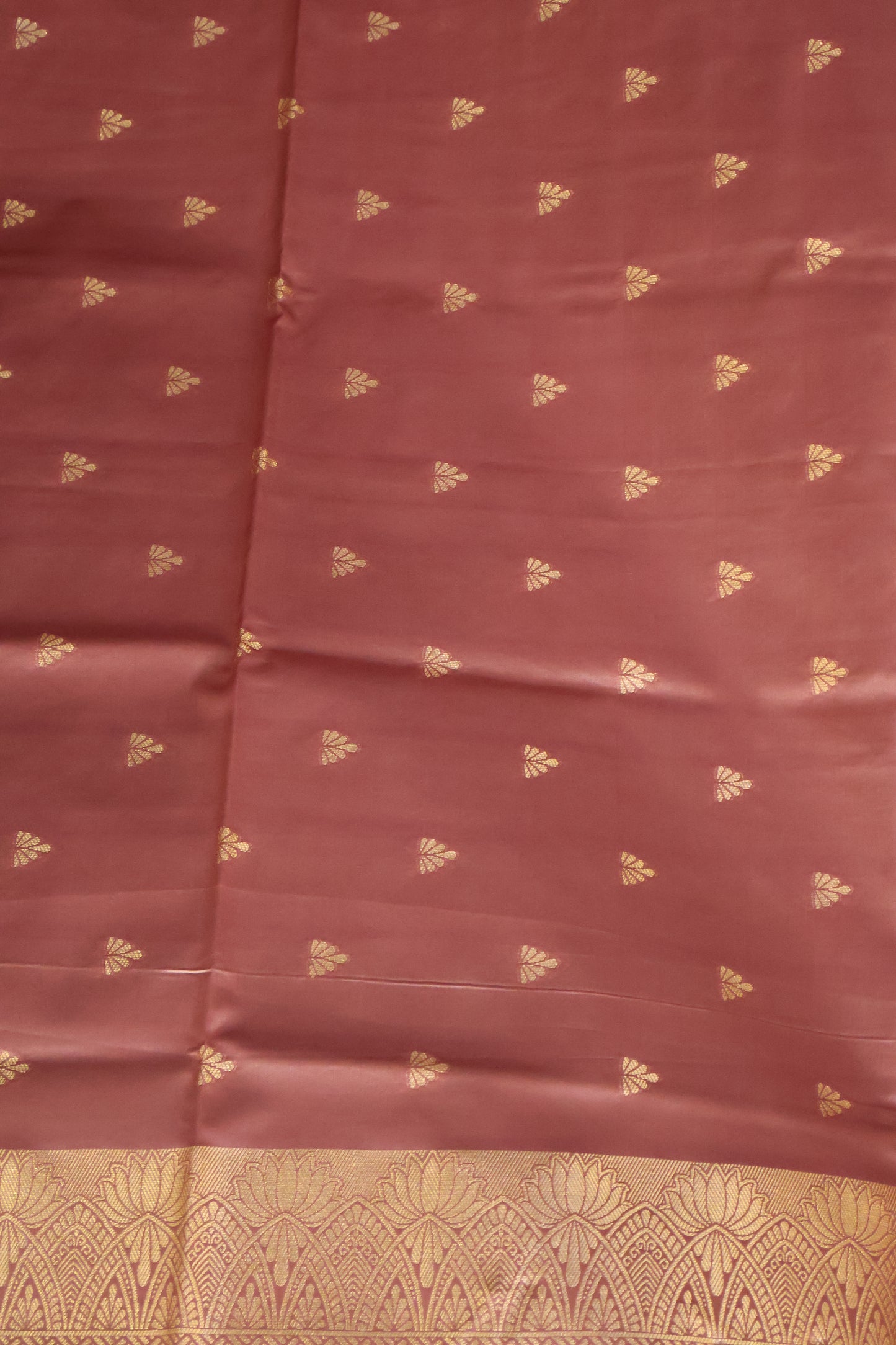 Semi Soft Silk Saree-Floral Pattern-Golden Brown